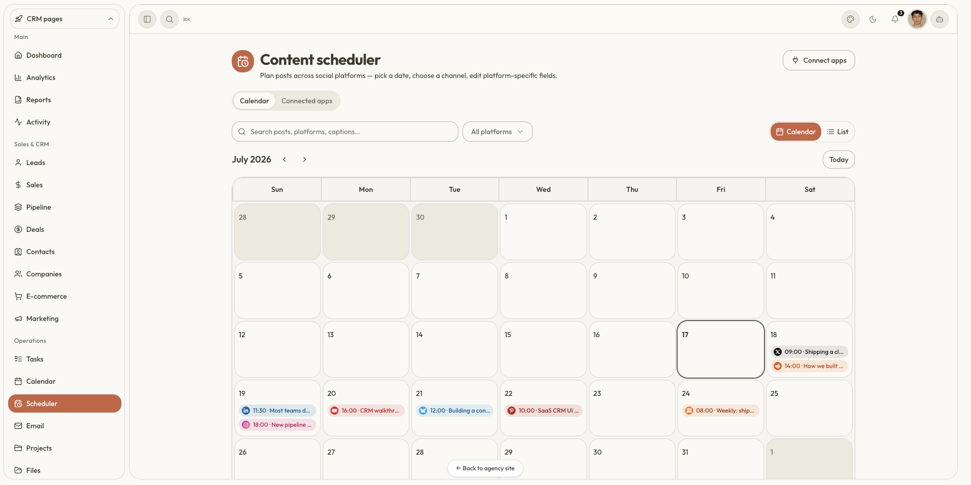 SaaS CRM scheduler